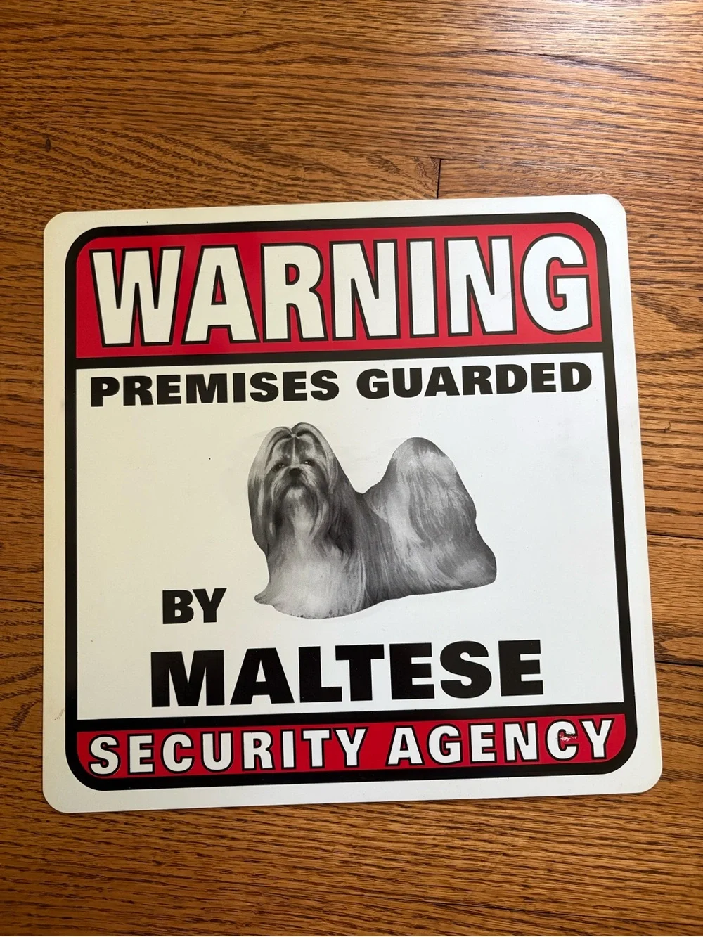 Warning Premises Guarded by Maltese Wall Sign - Red, White, Black